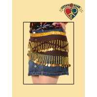 Gypsy Caravan Bellydance Bead And Coin Fringe Hip Scarf