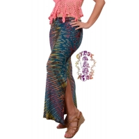 Electric Lady Tye Dye Spandex Blend Skirt w/Side Slit & Drawstring