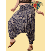 Jungle Groove Elephant Print Rayon Funky Style Harem Pants