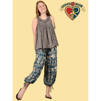 Jungle Groove Elephant Print Rayon 2-Way Palazzo / Harem Pants
