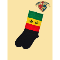 Rebel Soul Rasta Stripe Tall Socks with Hemp Leaf