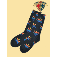 Holy Smokes Rainbow Hemp Leaf Tall Socks