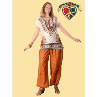 Haight Street Printed Polyester Tie Waist  Blouse