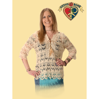 3/4 Sleeve Heart Of Gold Crochet Blouse