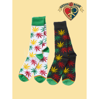 Holy Smokes Rasta Hemp Leaf Tall Socks