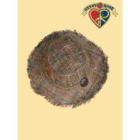 Woodstock Boogie Woven Hemp Hat with Wood Peace Sign Button