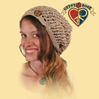HEMP AND COTTON HEAD SOCK WITH BONE PEACE BUTTON