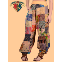 Band On The Run Yoga Waistband Patchwork Printed Cotton Harem Pants