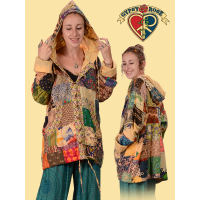 Sitting On The Dock Of The Bay Patchwork Printed Cotton Button-Up Hooded Lightweight Unisex Jacket