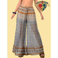 Around The Fairgrounds Dip Dyed Printed Cotton Cheesecloth Wide Leg Pants