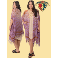 Around The Fairgrounds Dip Dyed Printed Cotton Cheesecloth Kimono