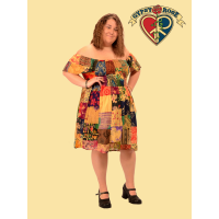 Little Wing Patchwork Printed Cotton Babydoll Dress XL/1X