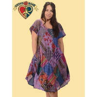 Little Wing Patchwork Printed Cotton Short Dress