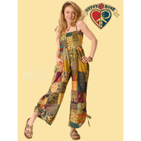 Patchwork Cotton Print Cinche Leg Jumper
