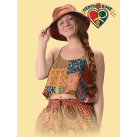 Cotton Print Patchwork Halter Top