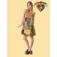 Cotton Print Patchwork String Dress