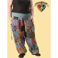 Plus Size Cotton Print Patchwork Yoga Waistband Harem Pants