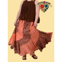 FESTIVAL GODDESS XL PRINTED COTTON SWIRL-STYLE PATCHWORK SKIRT