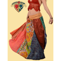 Sweet Spinner Girl Printed Cotton Patchwork Skirt w/ Super Comfy Waistband