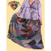 Night Moves Rough Cut Over Dye Patchwork Skirt