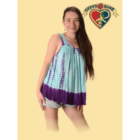 Tye Dye Rayon V Neck Sleeveless Blouse