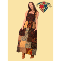 Do It Again Patchwork Recycled Printed Corduroy Open Tie Back Dress