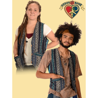 BRUSHED GHERI VEST W/FRONT POCKETS & WOOD BEAD BUTTONS VEST