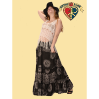 Om Shanti Rayon Blend Printed Tiered Skirt
