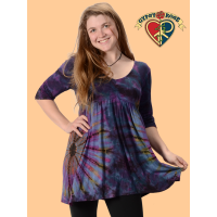 Color Splendor Tye Dye Spandex Blend 3 4 Sleeve Babydoll Dress