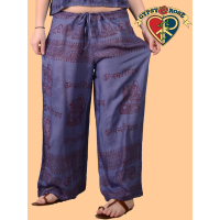 Om Shanti Printed Cotton Wide-Leg Pants