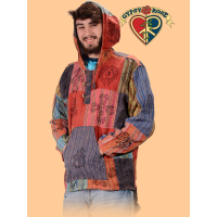 Everyday People Unisex Patchwork Hoodie with Hand Block Print