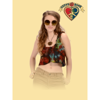 Summer Of Love Tye Dye Crochet Button-Up Halter Top
