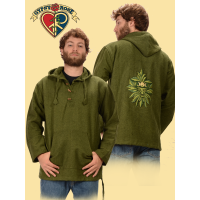 Green Man Hand Embroidered Heavy Cotton Hoodie