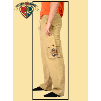 Magickal Mushrooms Lotus Mandala Hand Embroidered Cotton Cargo Pants