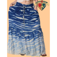 Electric Sky Ombre Tye Dye Viscose Tiered Skirt