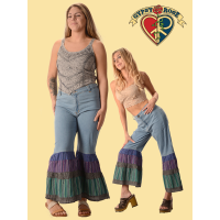 Bell Bottom Jeans With Striped Cotton Pants