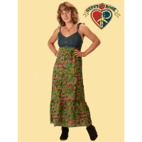 Denim Halter Cotton Print Maxi Dress