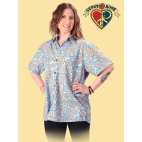 Cotton Mushroom Burst Print Short Sleeve Button Down Shirt