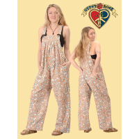 Cotton Mushroom Burst Print Overalls