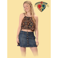 Viscose Spandex Mushroom Burst Tank Halter Top