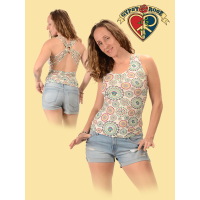 Viscose Spandex Mushroom Burst String Back Tank Top