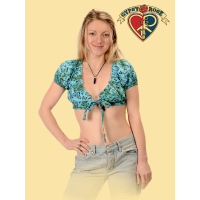 Tye Dye Cotton Butterfly Print Tye Front Crop Top