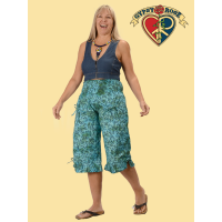 Tye Dye Cotton Butterfly Print Ruffle Capri Pants