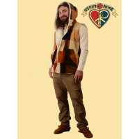 Patchwork Corduroy Sherpa Fleece Lined Hooded Vest