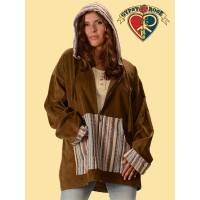 Corduroy and Gheri Zip Down Hoodie