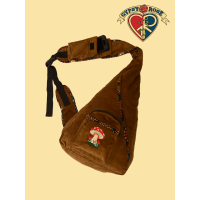 Mushroom Embroidered Corduroy Sling Backpack