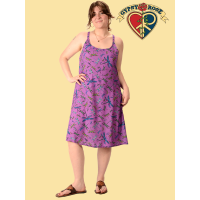 Dragonfly Rayon Print Short String Dress