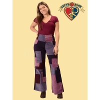 Patchwork Corduroy High Waist Bell Pants