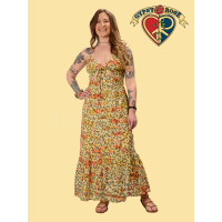 Tye Dye Cotton Butterfly Print String Maxi Dress