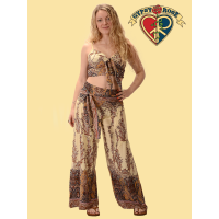 Rayon Print Side Tier Flare Pants